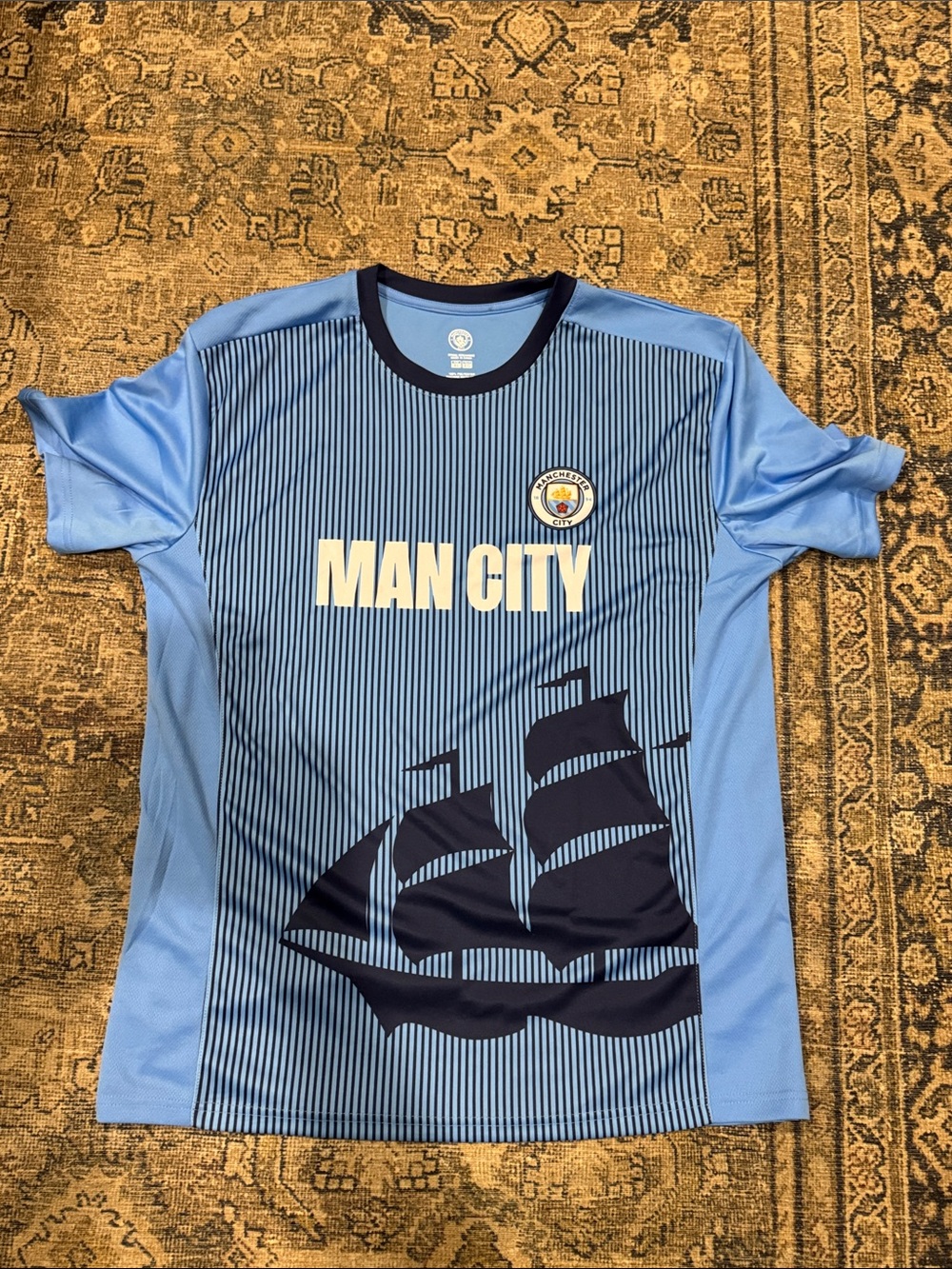 Man City Light Blue Men's Football Jersey - Crew Neck Fan Tee